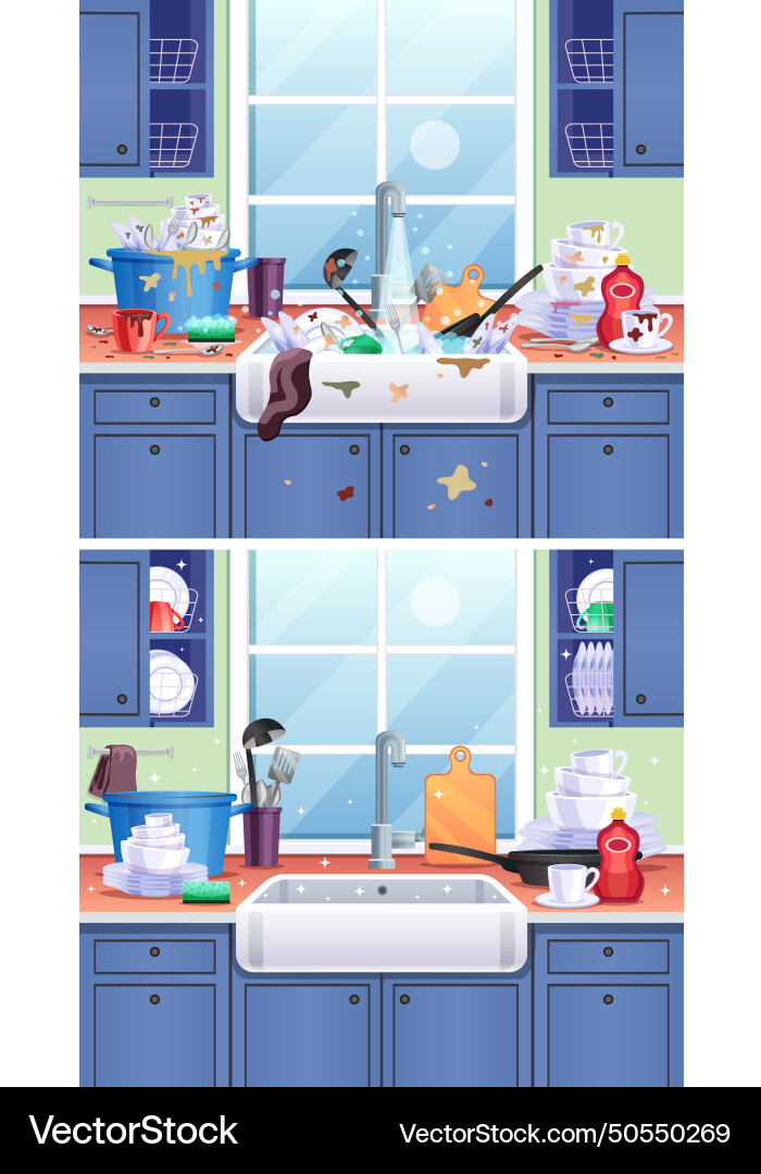 Dirty kitchen composition Royalty Free Vector Image