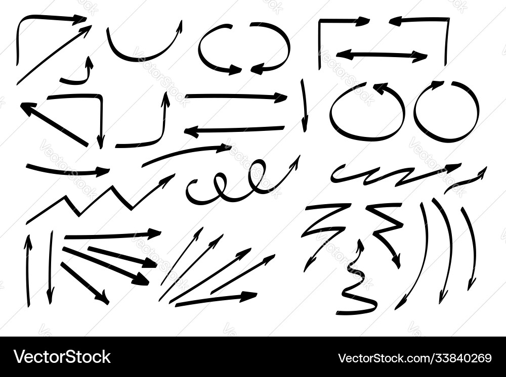 Doodle symbols pointer icons graphic Doodle symbols pointer icons graphic vector image