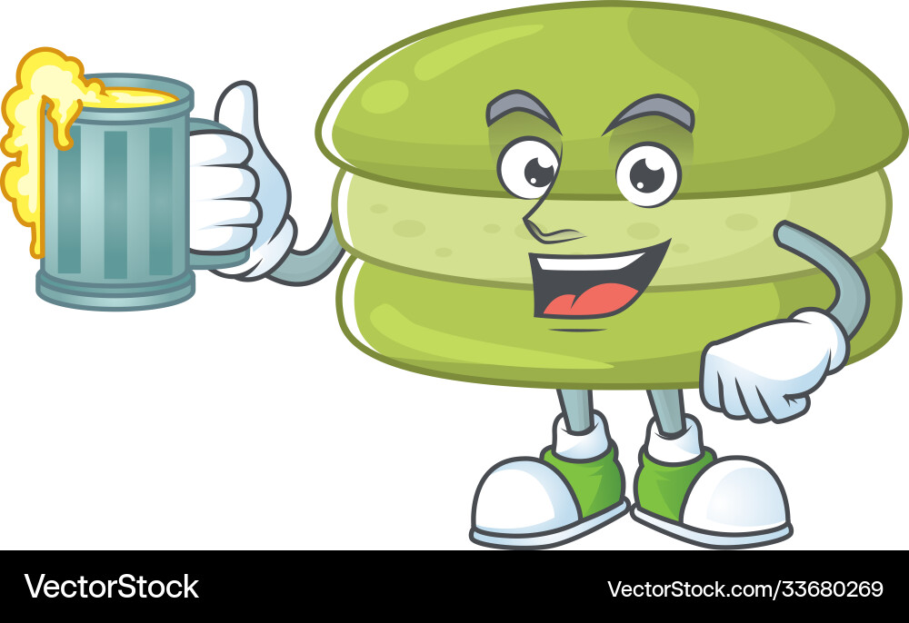 Ein Cartoon Kokosmacarons mit Glasbier Ein Cartoon Kokosmacarons mit Glasbier vektorbild