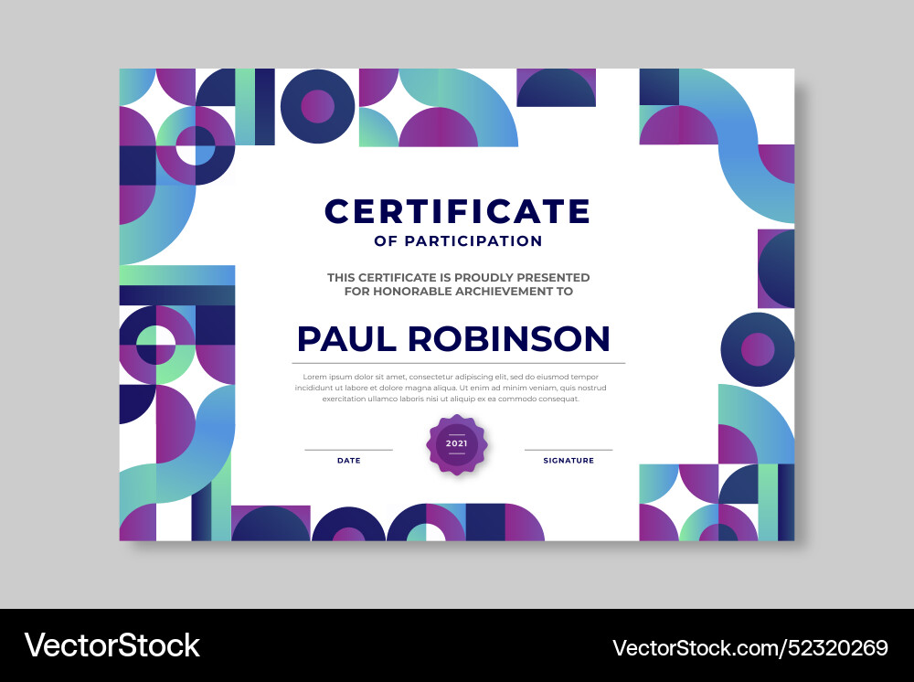 Gradient style mosaic certificate Vector Image