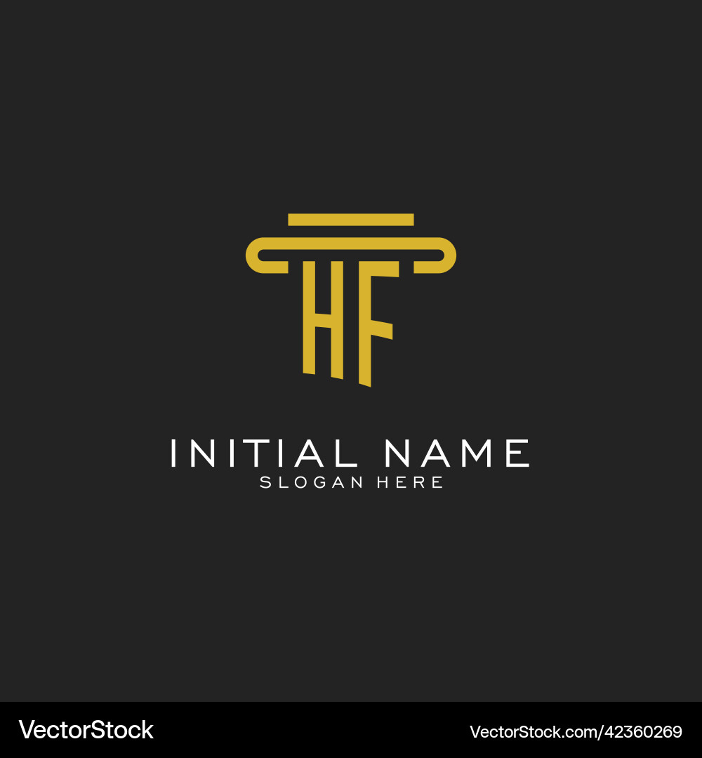 Hf initial logo with simple pillar style design Vector Image
