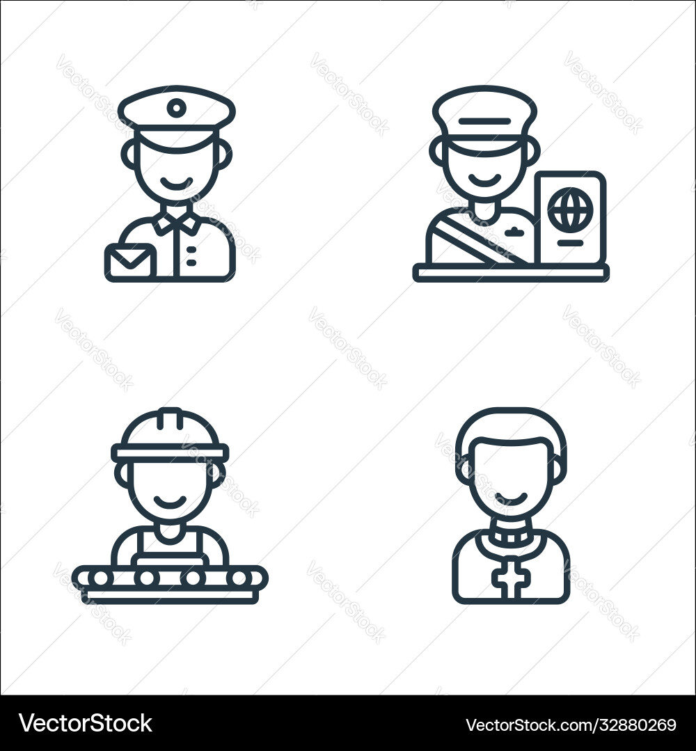 Key workers line icons linear set quality Key workers line icons linear set quality vector image