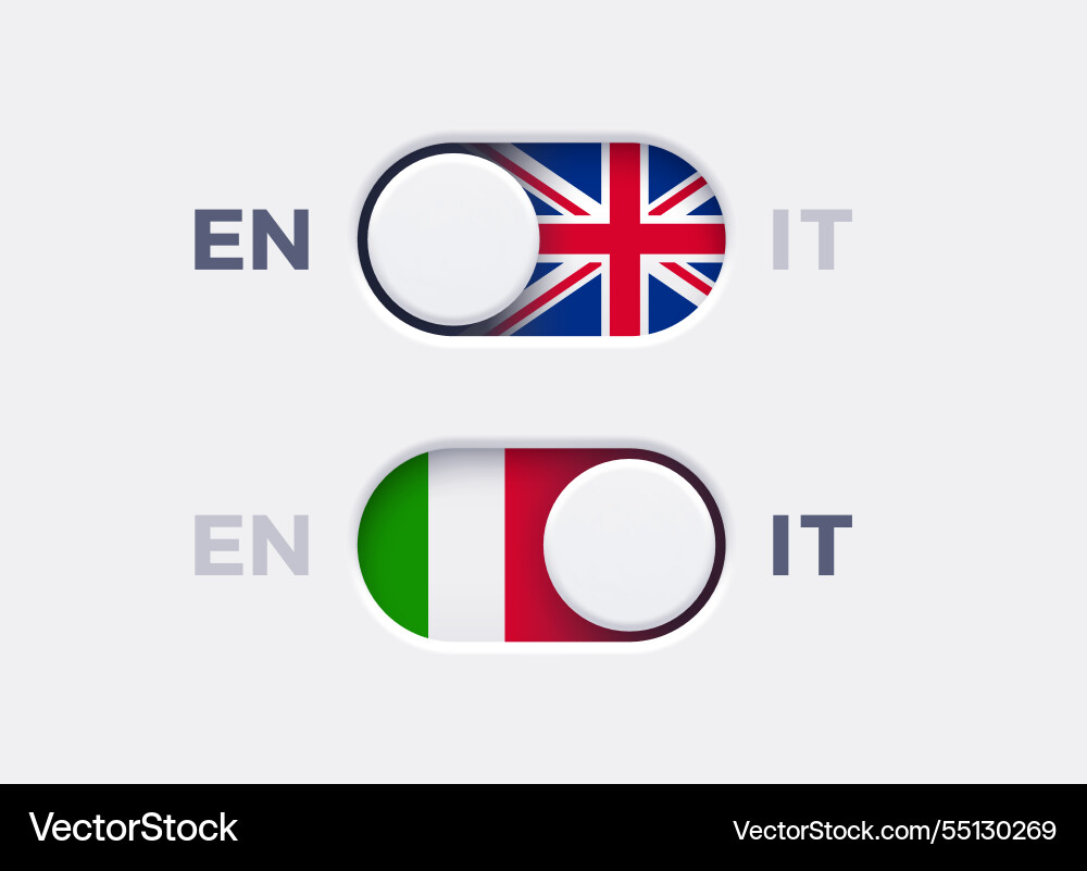 Language mode toggle switch buttons Language mode toggle switch buttons vector image