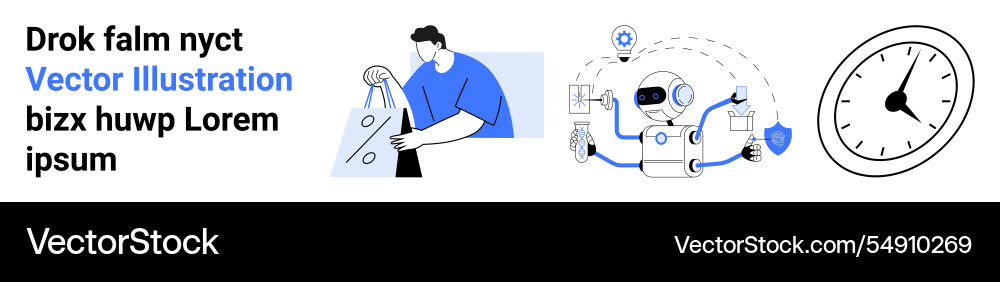 Man cutting fabric ai automation and clock Man cutting fabric ai automation and clock vector image