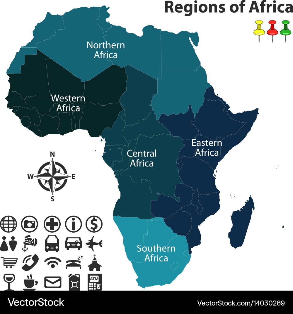 Regionen von Afrika Lizenzfreies Vektorbild VectorStock
