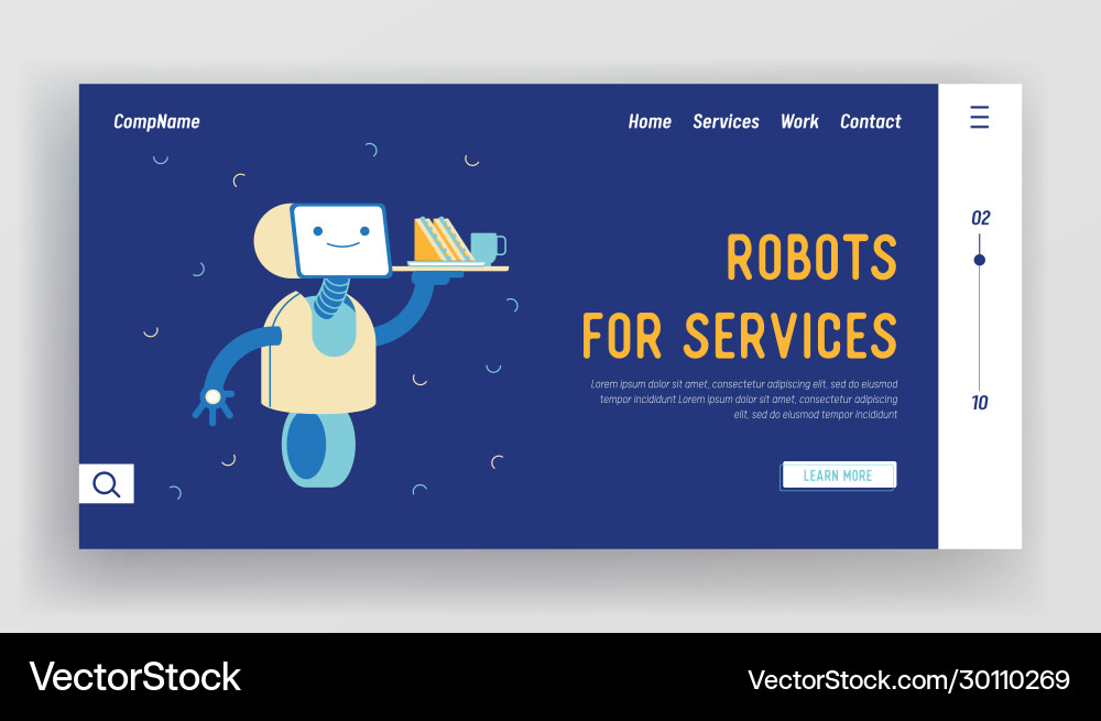 Robot service artificial intelligence landing Vector Image