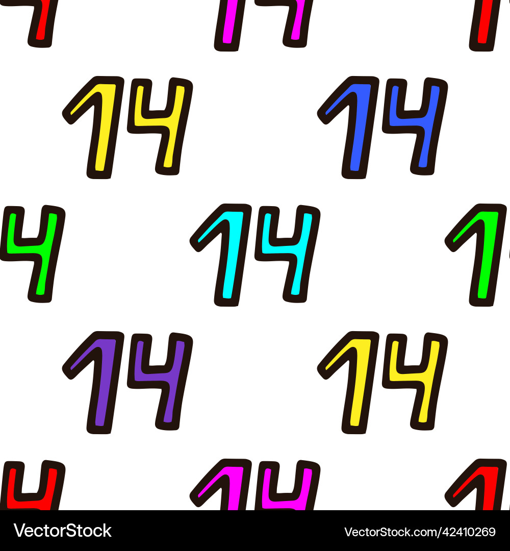 Seamless pattern with multicolored number 14 Seamless pattern with multicolored number 14 vector image