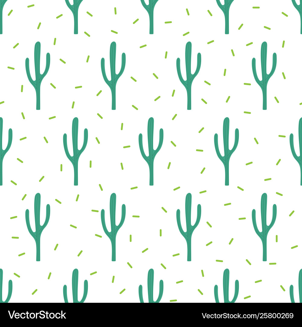 Seamless simple pattern cactuses vector image