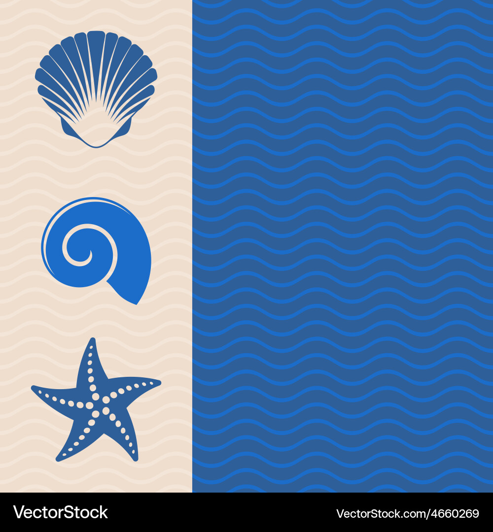 Seashell and Wave Pattern vector image