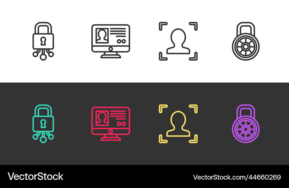 Set line cyber security create account screen Set line cyber security create account screen vector image