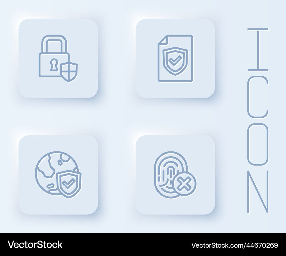 Set line shield security with lock contract Set line shield security with lock contract vector image