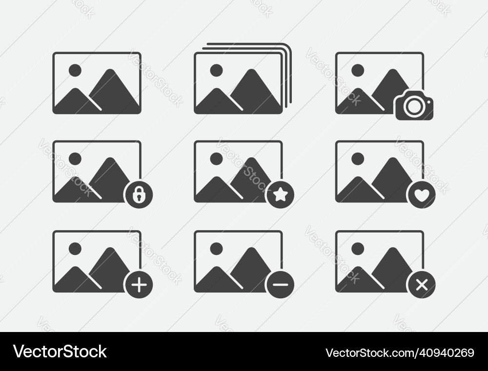 Set of image gallery icons collection digital Vector Image