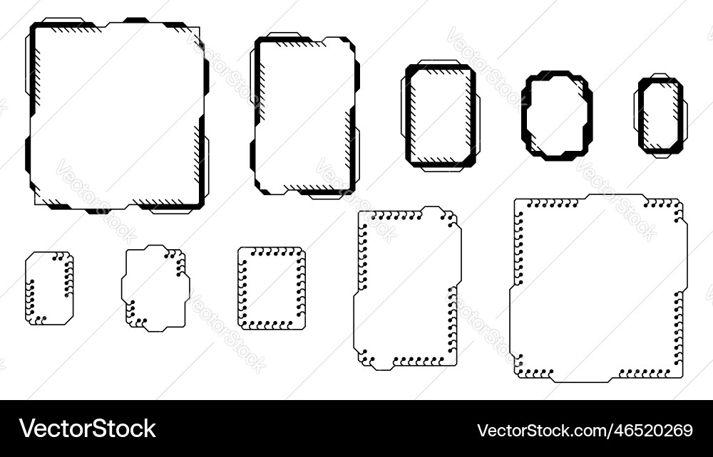 Set of tech frames isolated on white background vector image