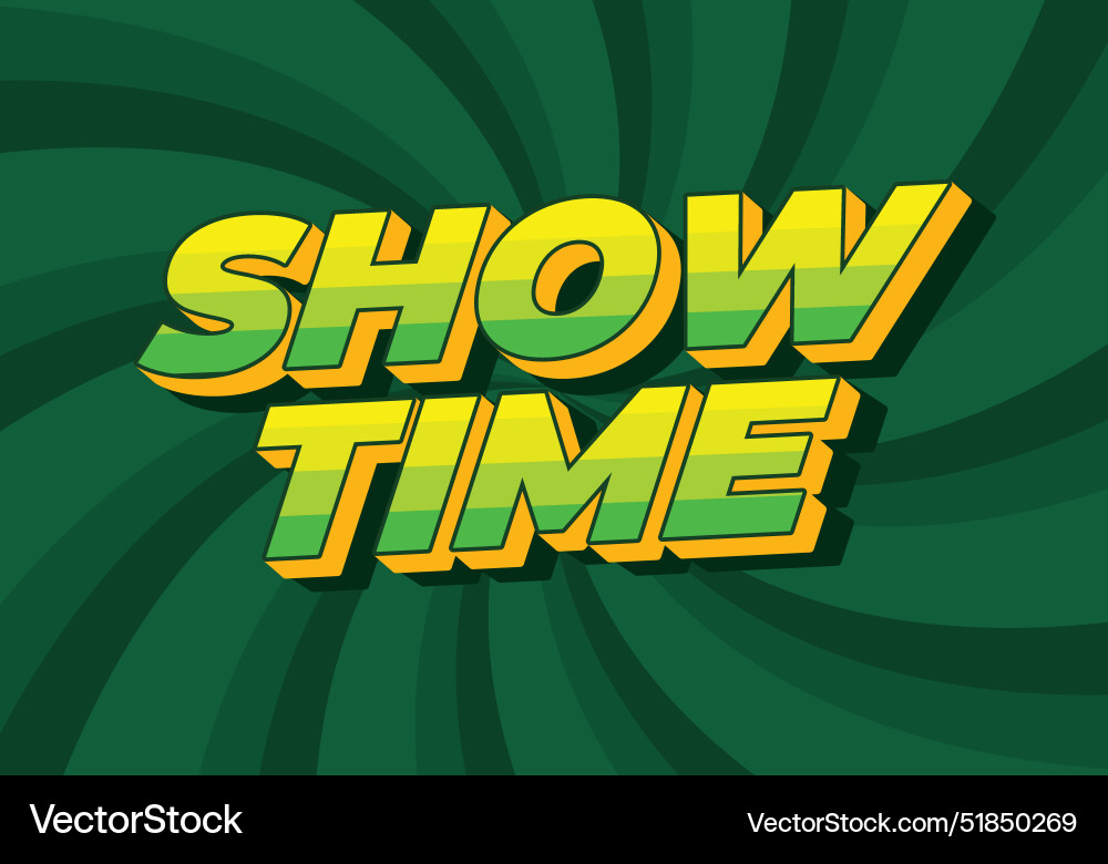 Show time text effect in 3d style with good colors Vector Image