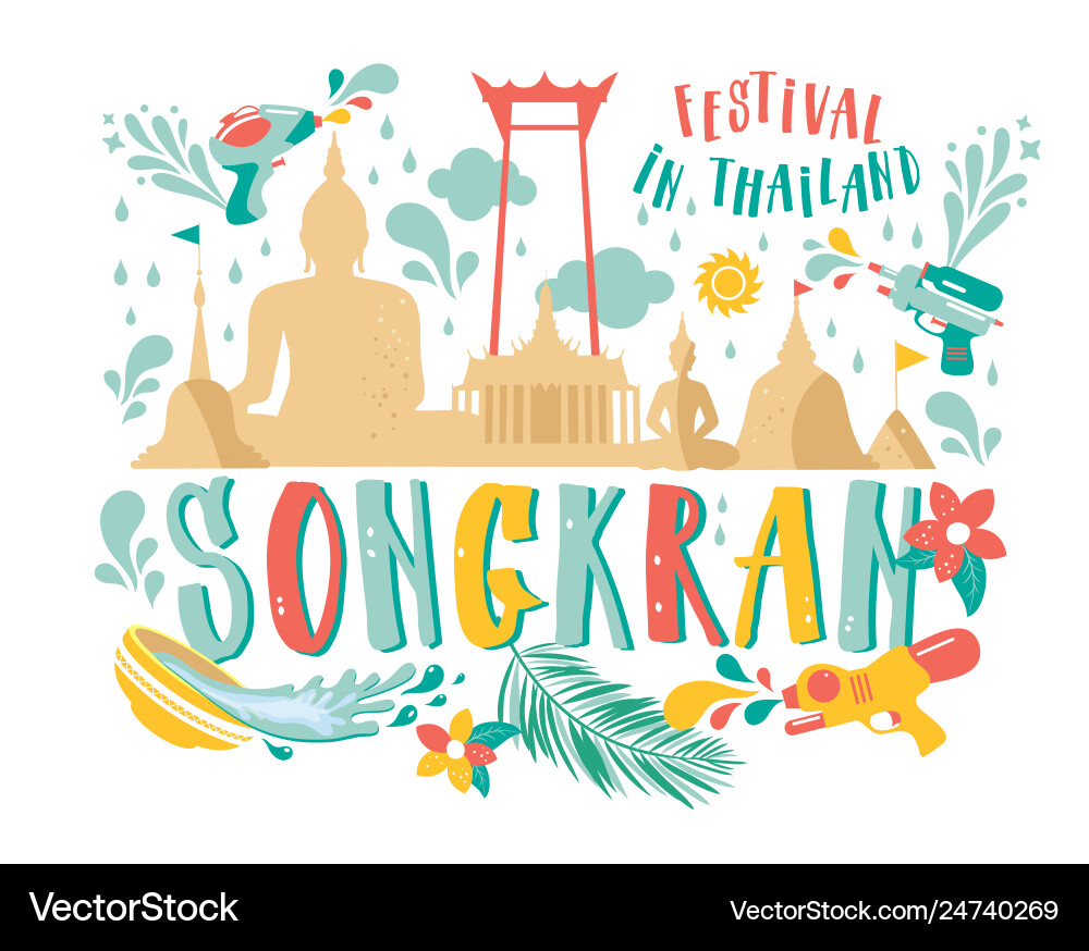 Songkran festival thailand new year Songkran festival thailand new year vector image