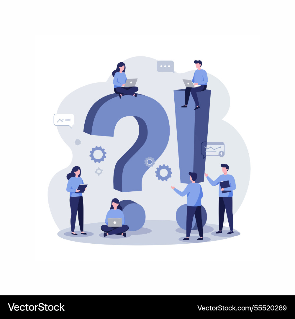 Team solving problems concept with question Vector Image