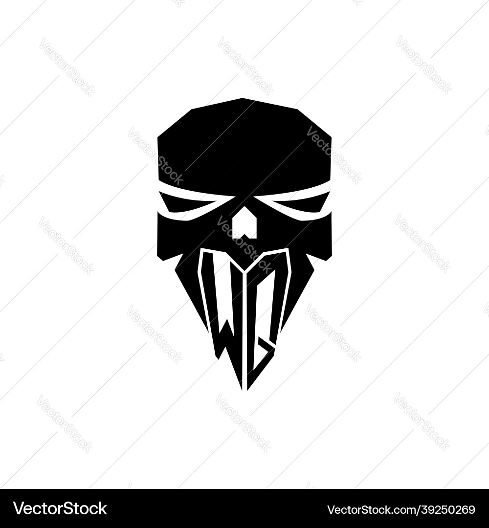Wq initial head skull esport logo Wq initial head skull esport logo vektorbild