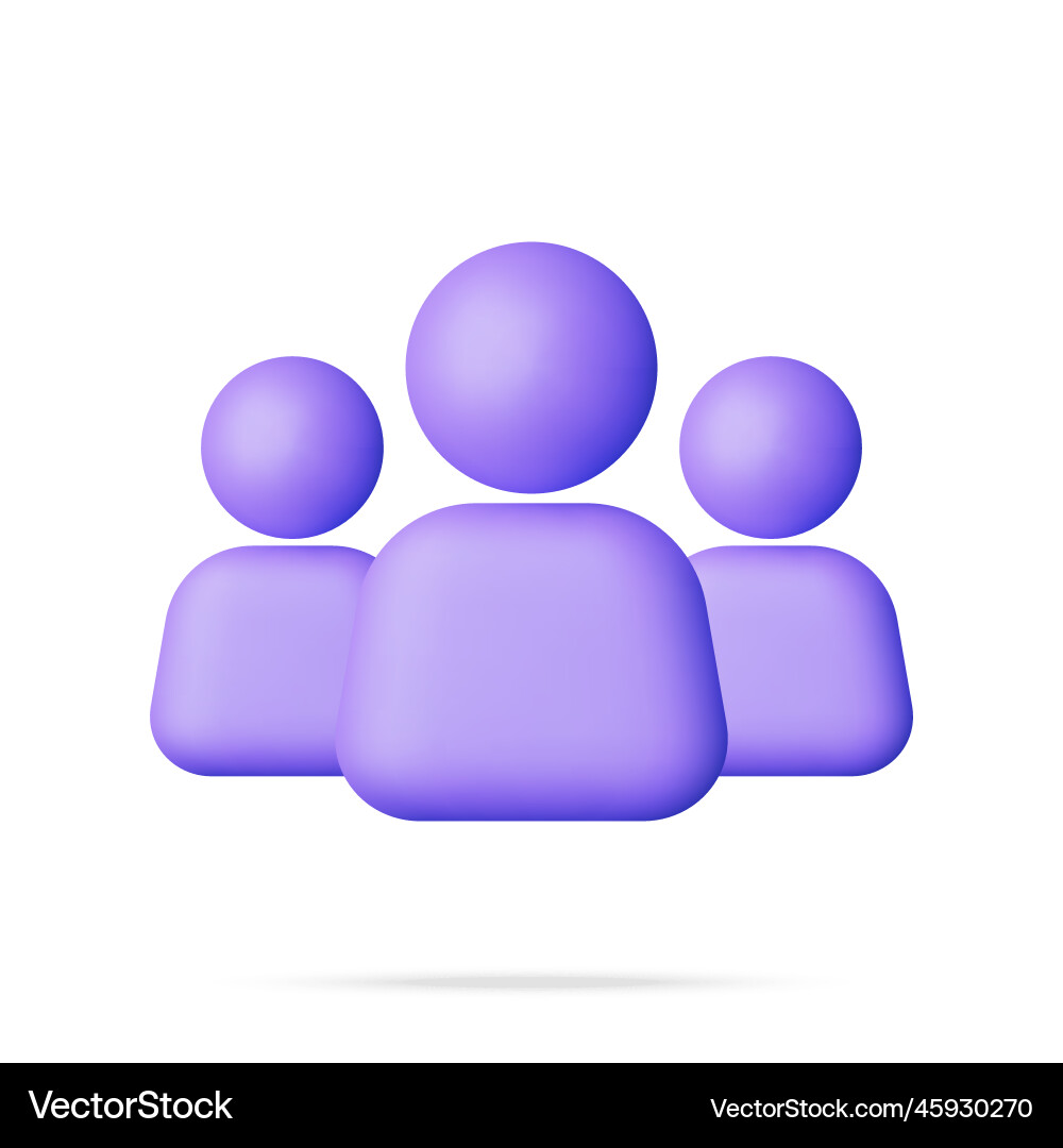 3d simple group user icon isolated 3d simple group user icon isolated vector image
