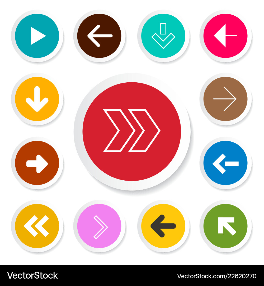 Arrow icons in circles arrows set isolated Vector Image