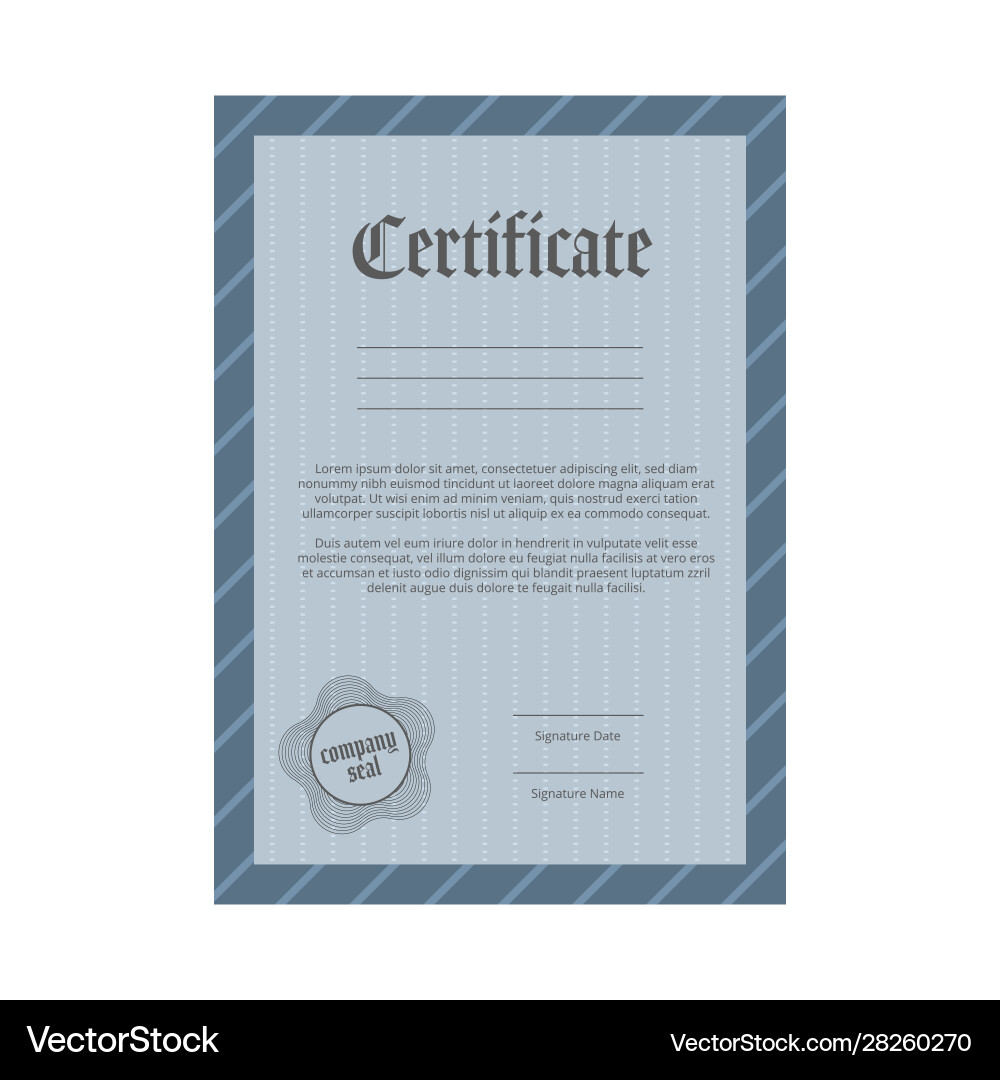 Certificate template with frame and seal Vector Image