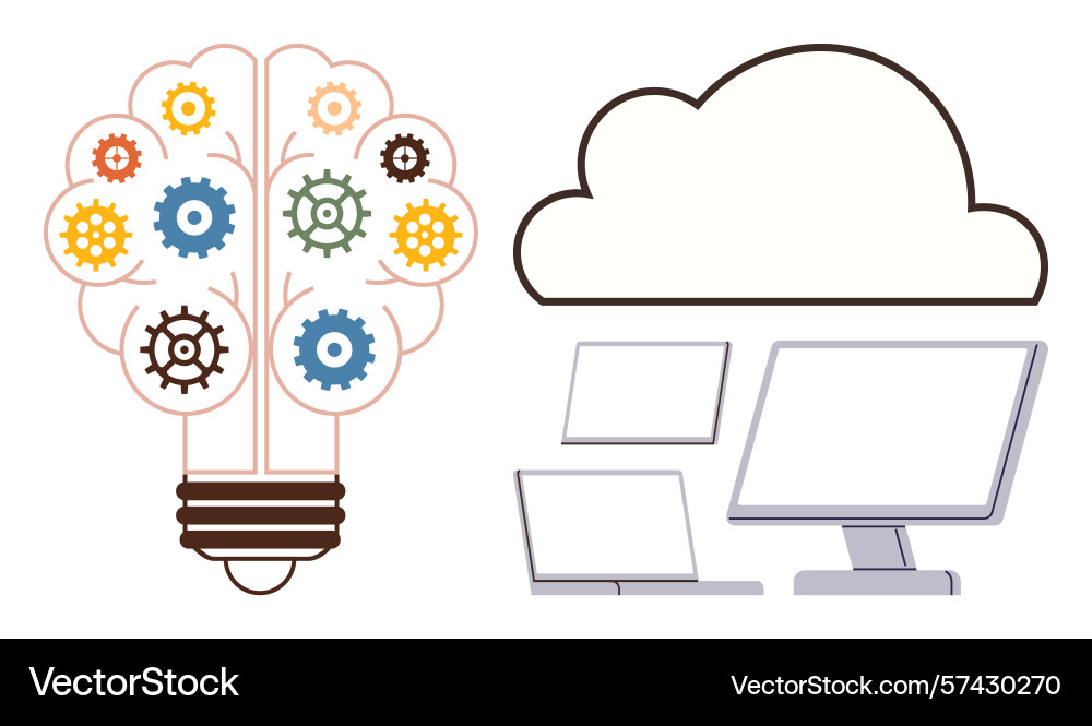 Cloud computing and innovation concept with light Vector Image
