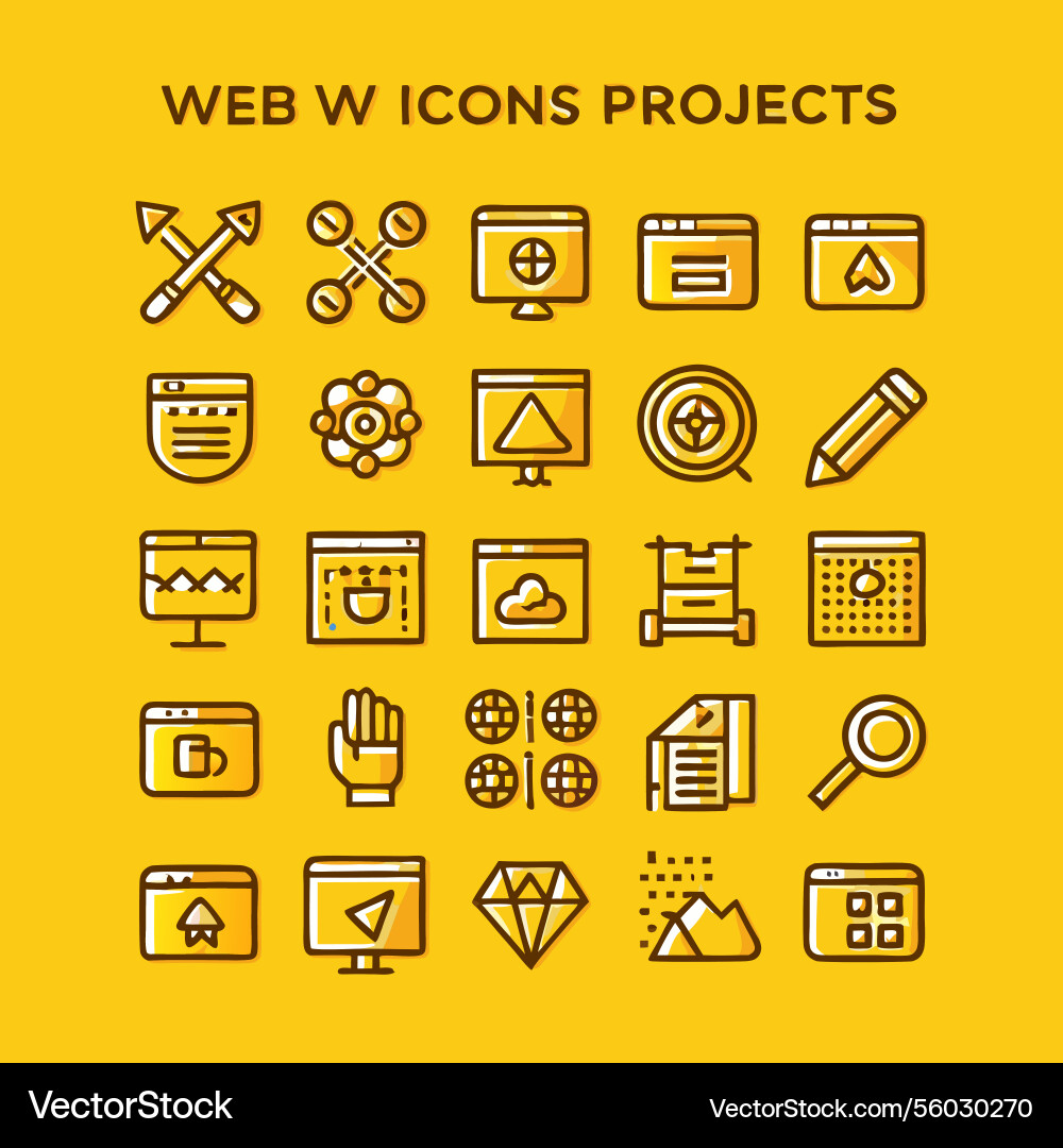 Collection of web and window icons for projects Collection of web and window icons for projects vector image