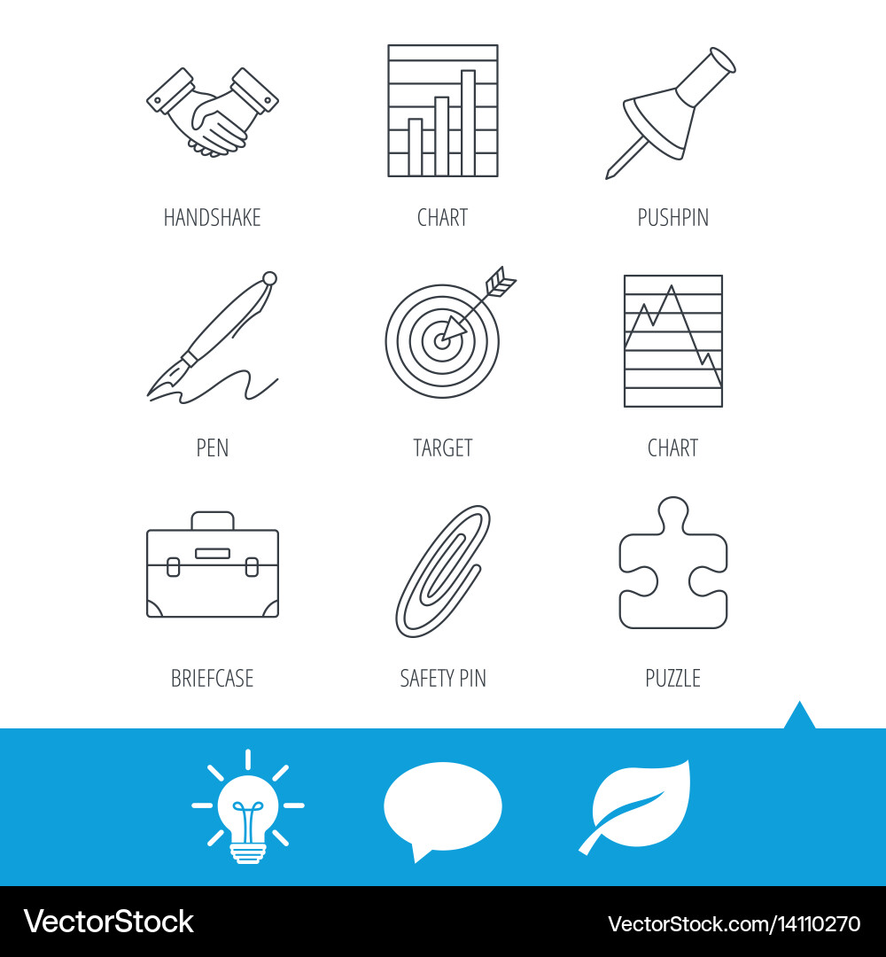Handshake graph charts and target icons vector image