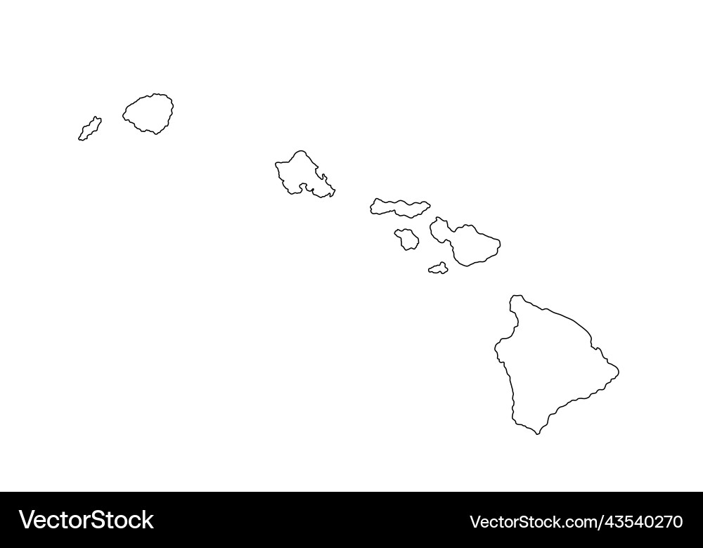 Hawaii Map Silhouette Vector Image