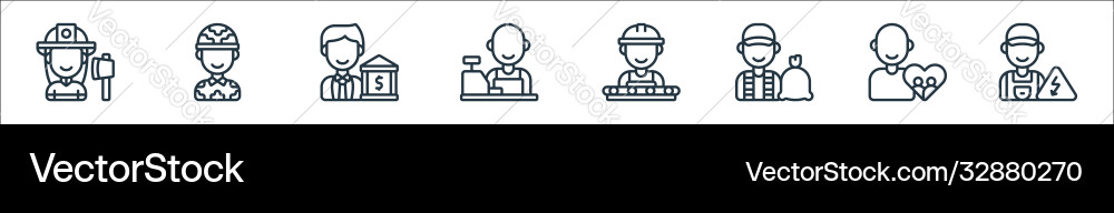 Key workers line icons linear set quality Key workers line icons linear set quality vector image