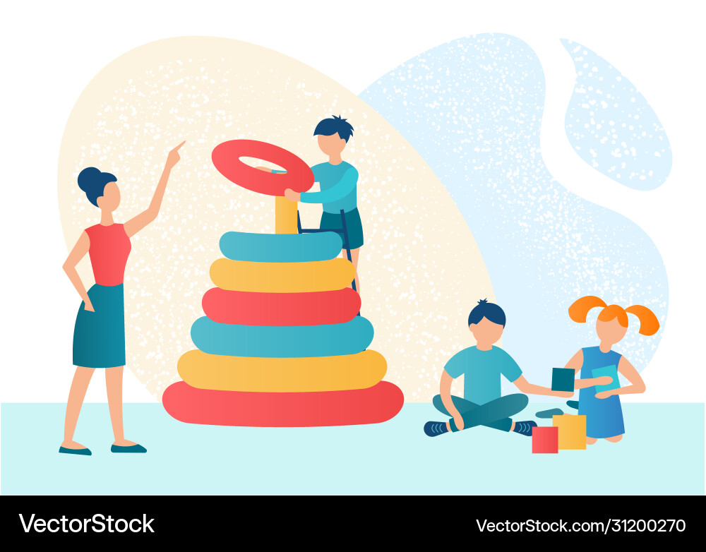 Kindergarten teacher nanny baby sitter Kindergarten teacher nanny baby sitter Vector Image