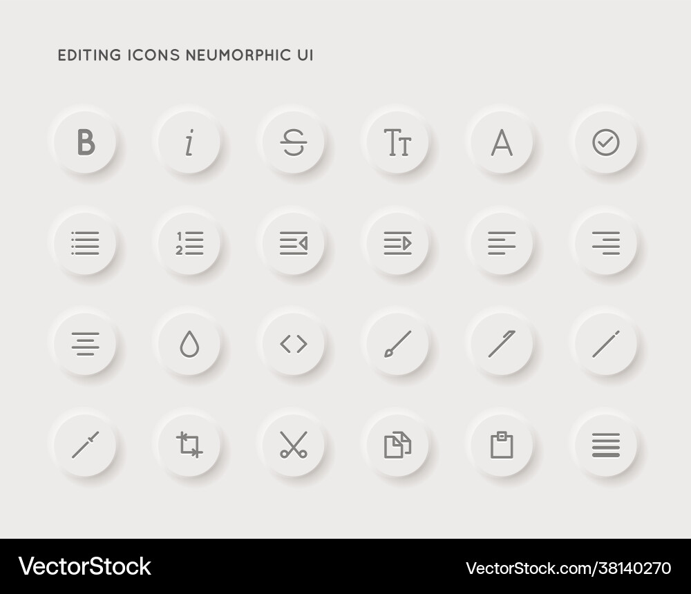 Neumorphic text editing user interface ui icon vector image