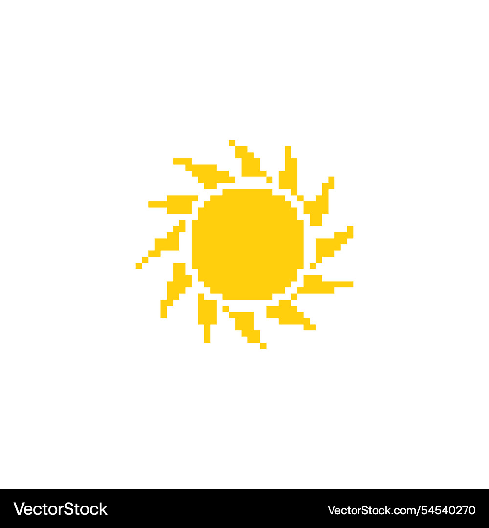 Pixelated sun simple pixel art Royalty Free Vector Image