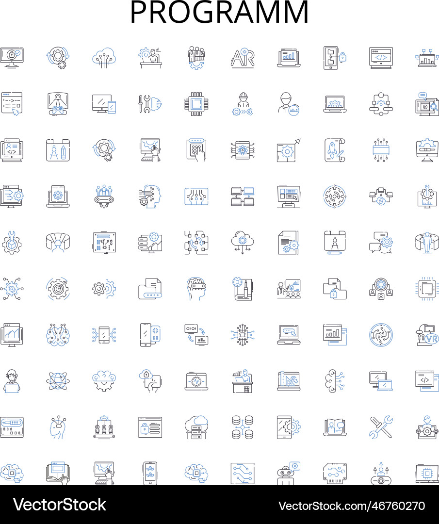 Programm outline icons collection program Programm outline icons collection program vector image