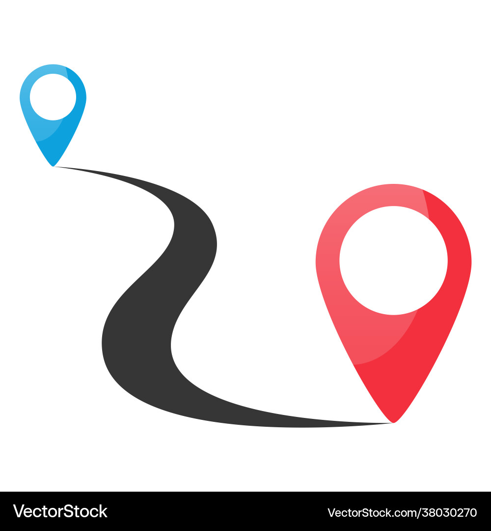 Route location with pin pointer Route location with pin pointer vector image