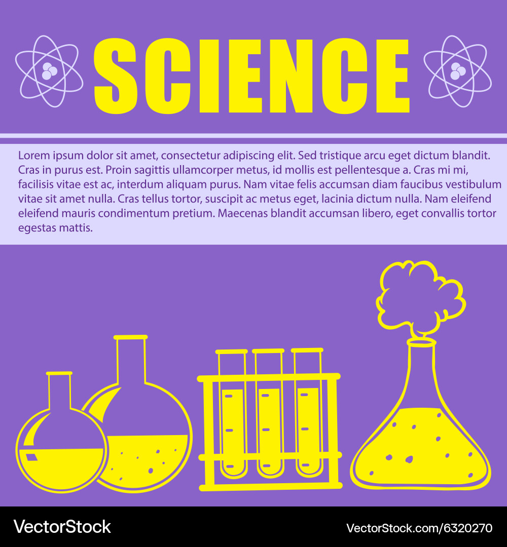 Sciene theme with text and flasks Vector Image
