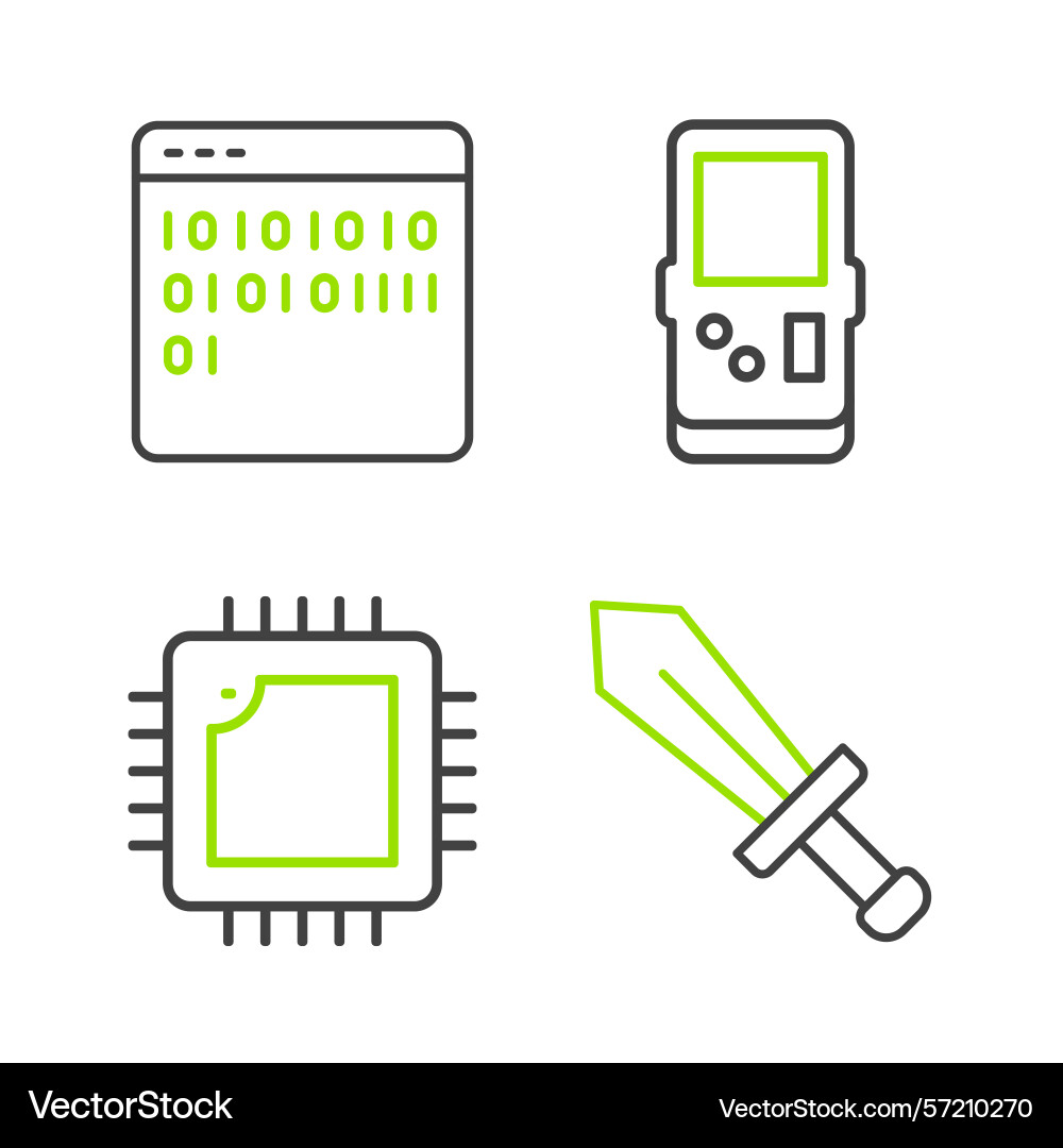 Set line sword for game processor with cpu tetris Set line sword for game processor with cpu tetris Vector Image