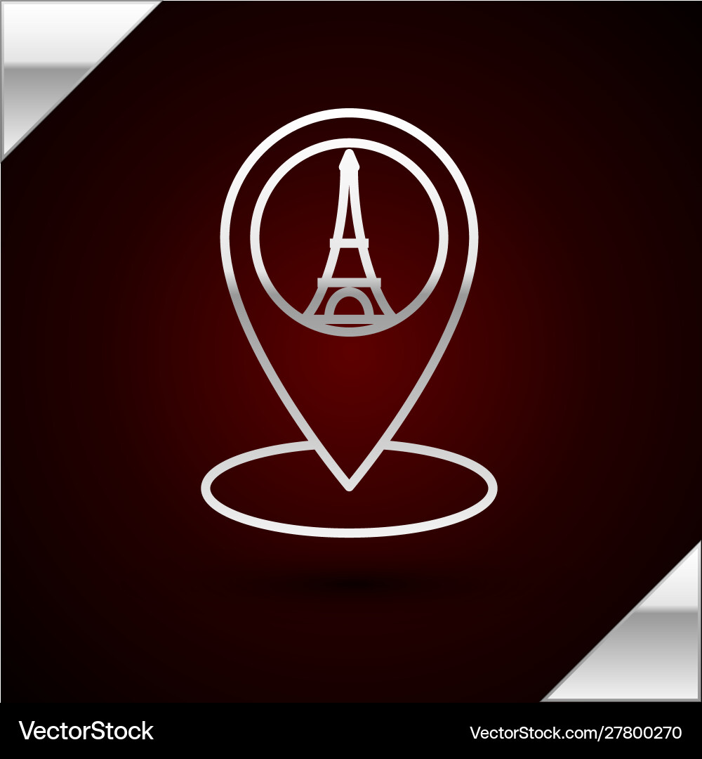 Silver line map pointer with eiffel tower icon Silver line map pointer with eiffel tower icon vector image