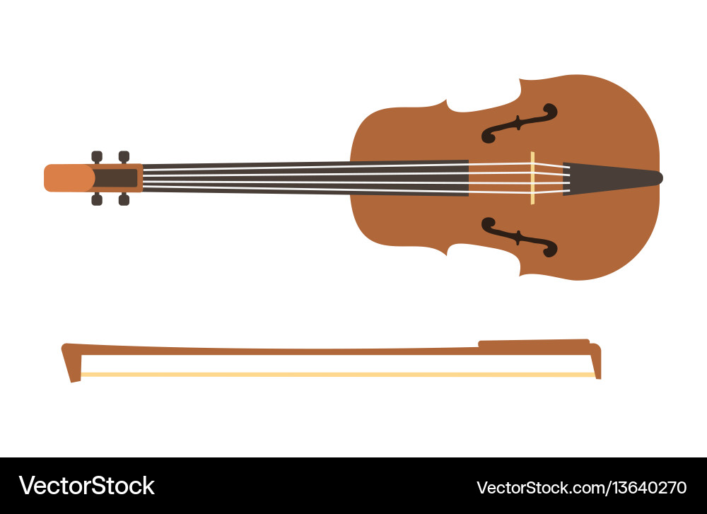 Violin with bow isolated fine performance stringed Violin with bow isolated fine performance stringed vector image