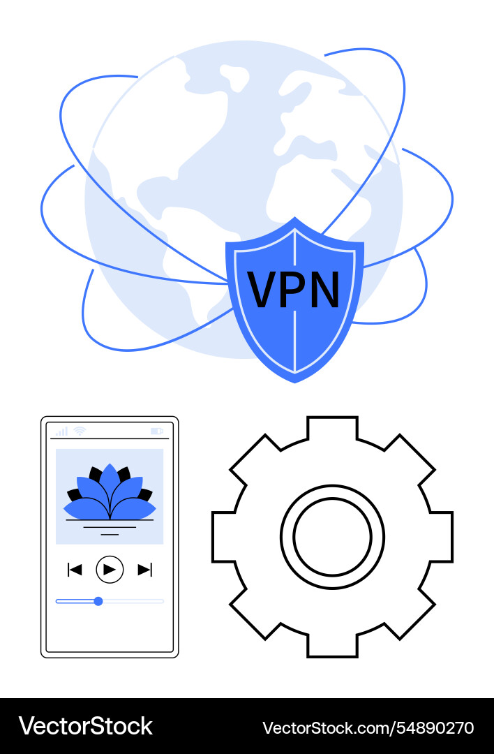 Vpn security shield with global network Vpn security shield with global network vector image