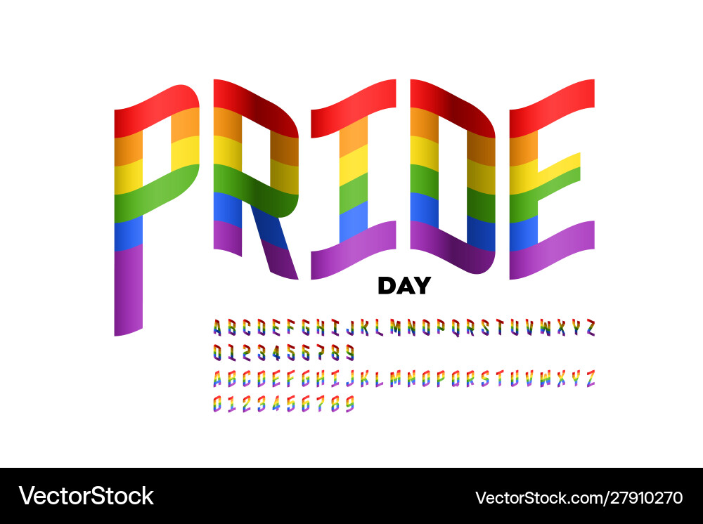 Waving rainbow flag colors font lgbtq pride Waving rainbow flag colors font lgbtq pride vector image