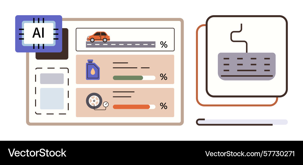 Ai-powered automotive monitoring system with real Ai-powered automotive monitoring system with real Vector Image