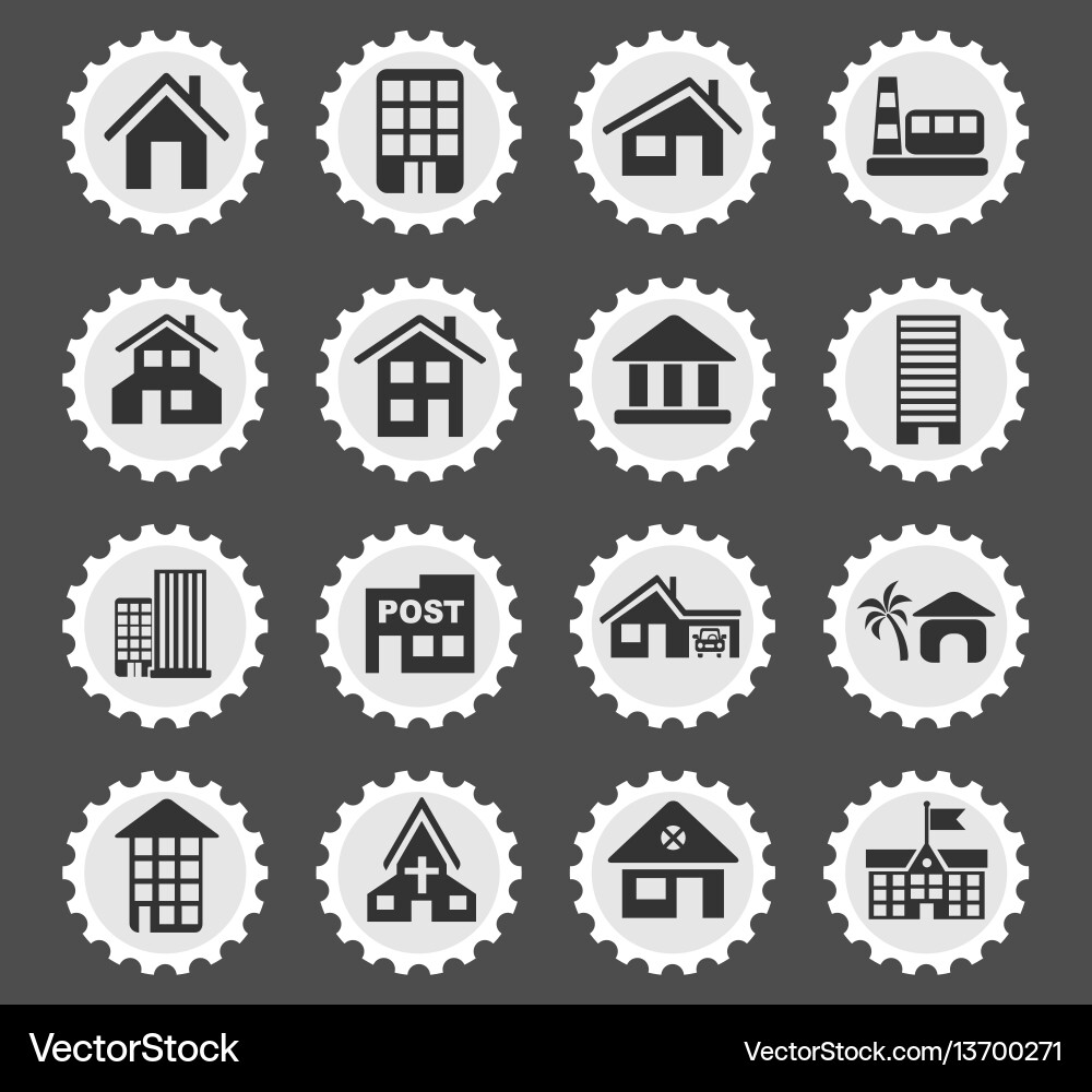 Building icon set Building icon set vector image