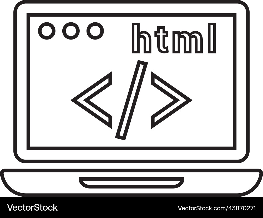 Code html Umriss Icon Line Art vektorbild