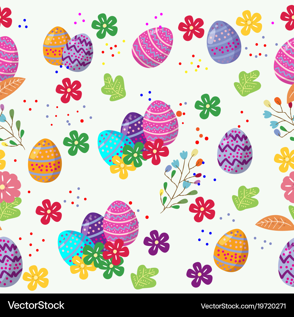 Colorful Easter Eggs Seamless Pattern Vector Image