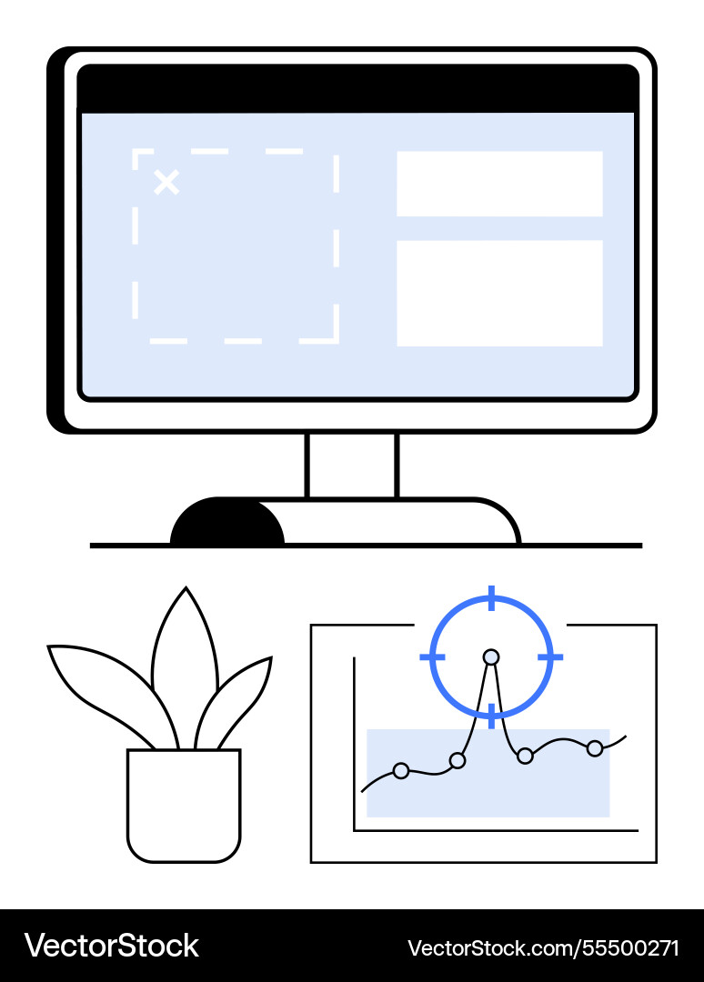 Datenanalyse-Workflow mit Computer-Bildschirmdiagramm Datenanalyse-Workflow mit Computer-Bildschirmdiagramm vektorbild