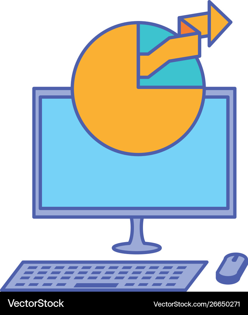 Desktop computer with statistical graphics Vector Image