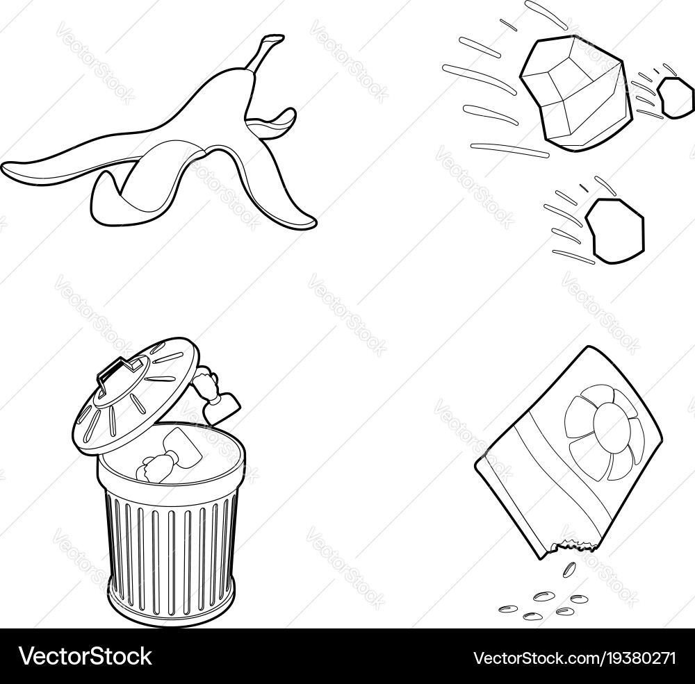 Garbage icon set outline style vector image