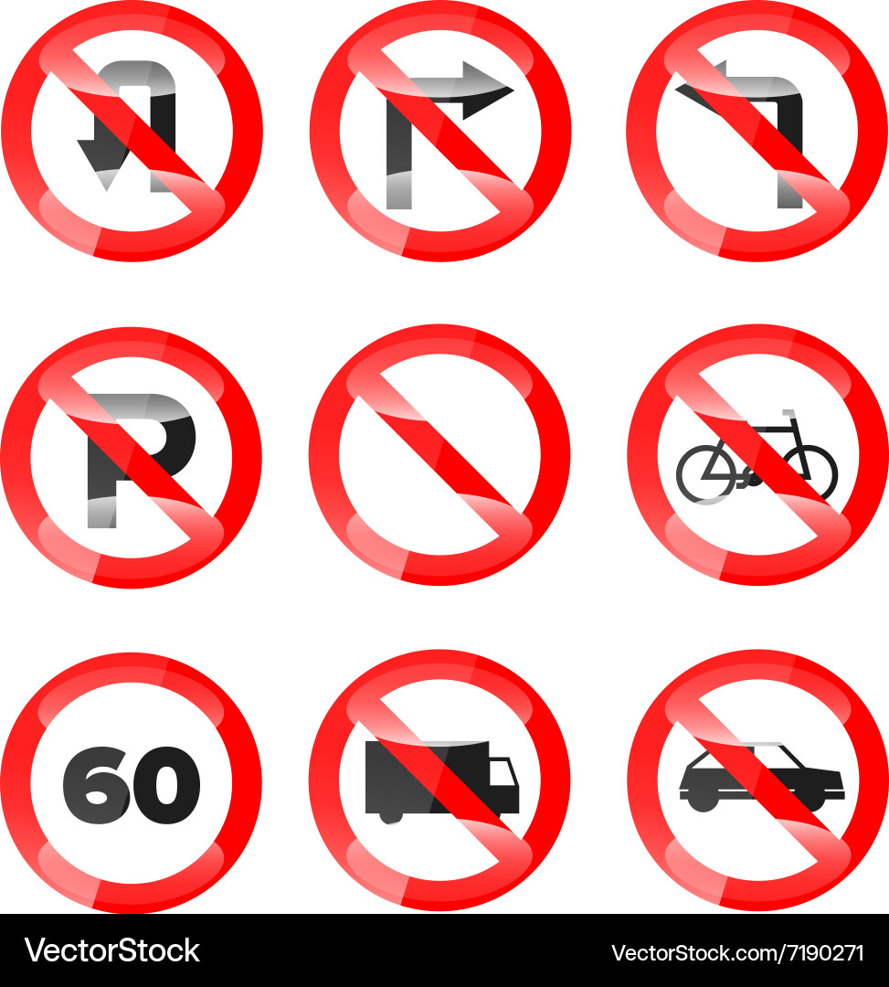 Glossy Straßenschilder Set 02 Lizenzfreies Vektorbild