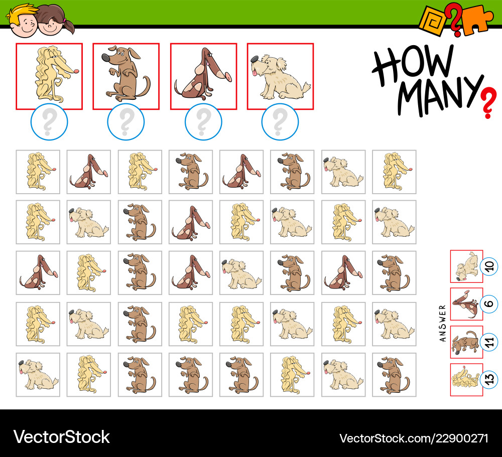 How many dogs counting task How many dogs counting task vector image