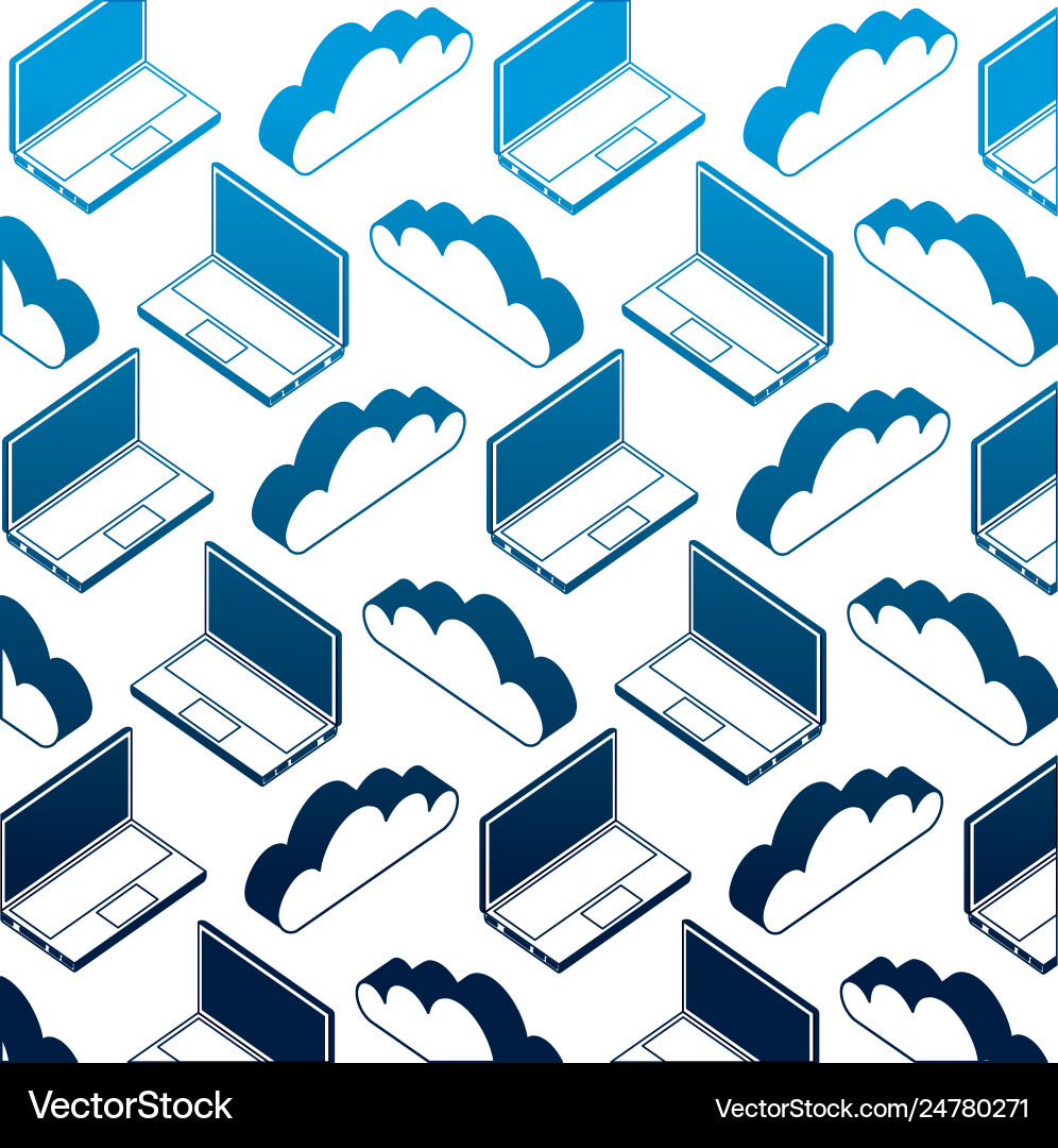 Laptop computer with cloud computing pattern Laptop computer with cloud computing pattern vector image